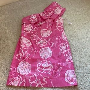 Lilly Pulitzer pink one shoulder dress